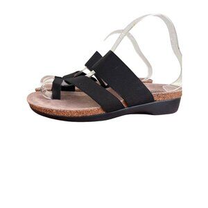 Munro Womens Aries Slip-On Sandals Black Strappy Comfort Design Size 8M Fabric U